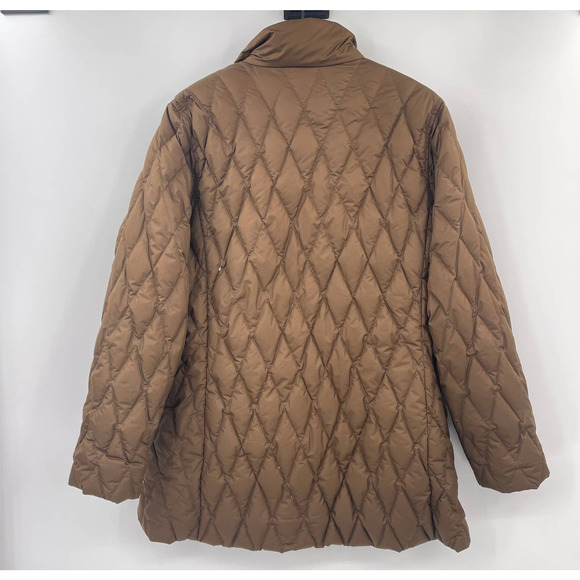 Lands’ End Goose Down Quilted Puffer Jacket Womens Sz 14/16 Brown Warm Winter - Picture 9 of 11